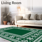 Emerald Snow Flake Medallion Border Rug