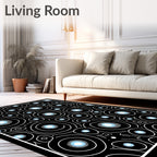 Black and White Cyan Circles Rug