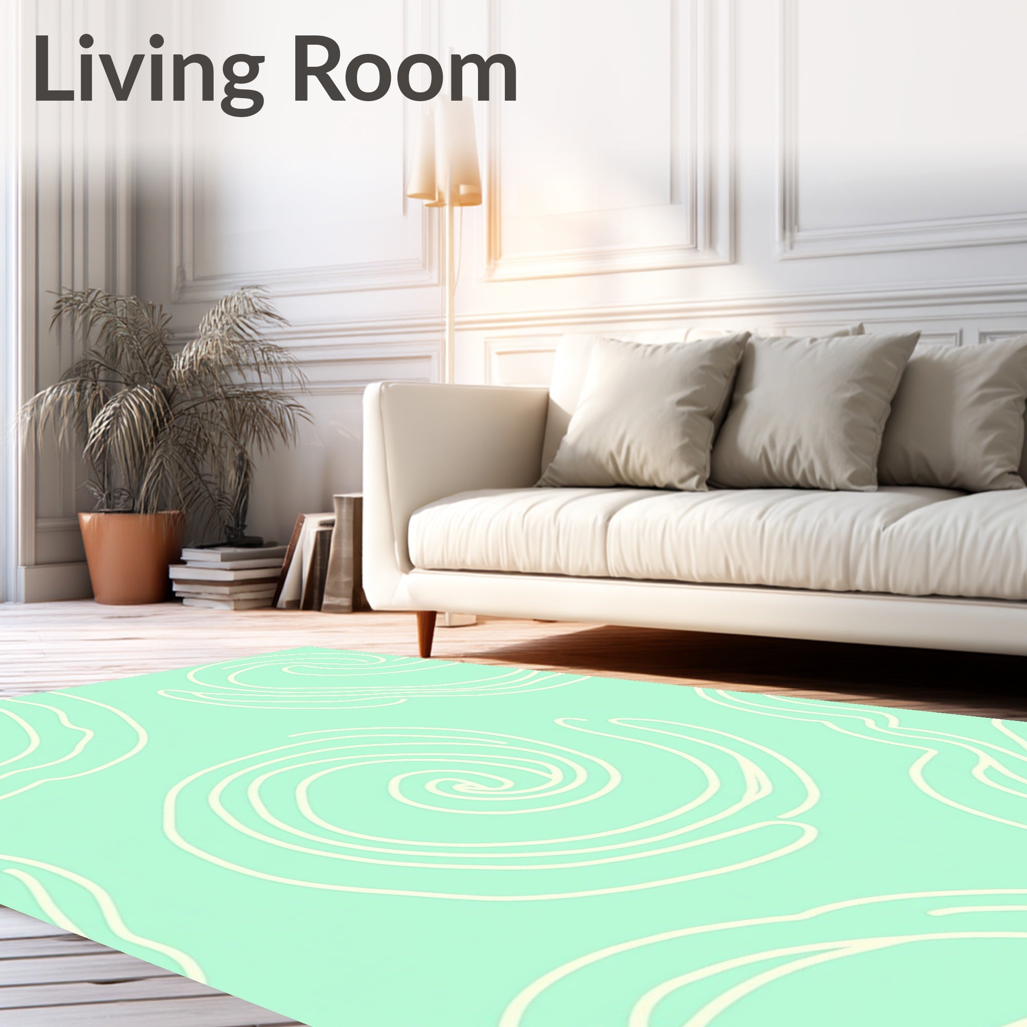 Mint Swirl Abstract Wave Rug
