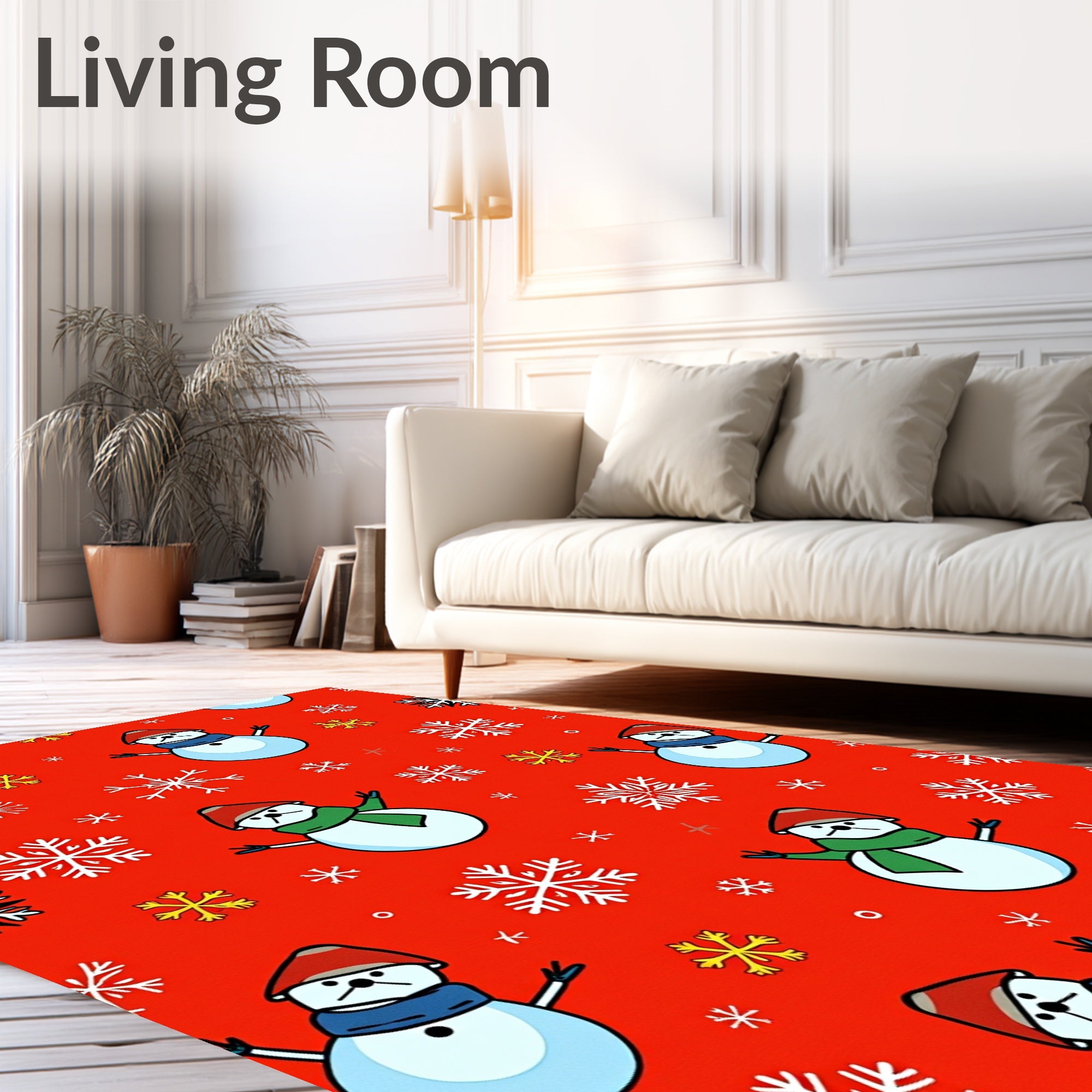 Festive Snowman Snowflake Scatter Rug