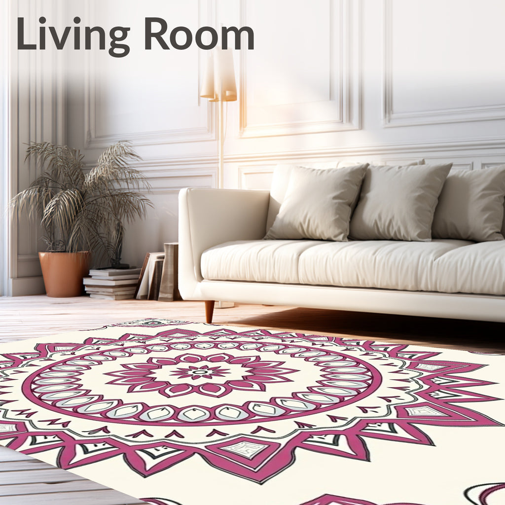 Deep Fuchsia Mandala Floral Medallion Rug