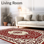 Crimson Vintage Floral Oval Medallion Rug