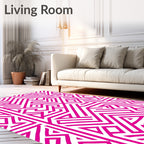 Vivid Pink Geometric Labyrinth Rug