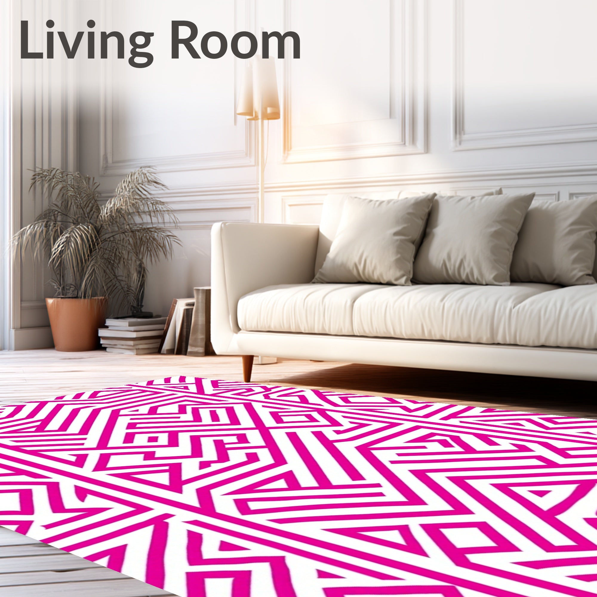 Vivid Pink Geometric Labyrinth Rug