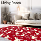 Crimson Cream Reindeer Snowflake Repeat Rug