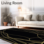 Gold Gilded Abstract Swirl Rug