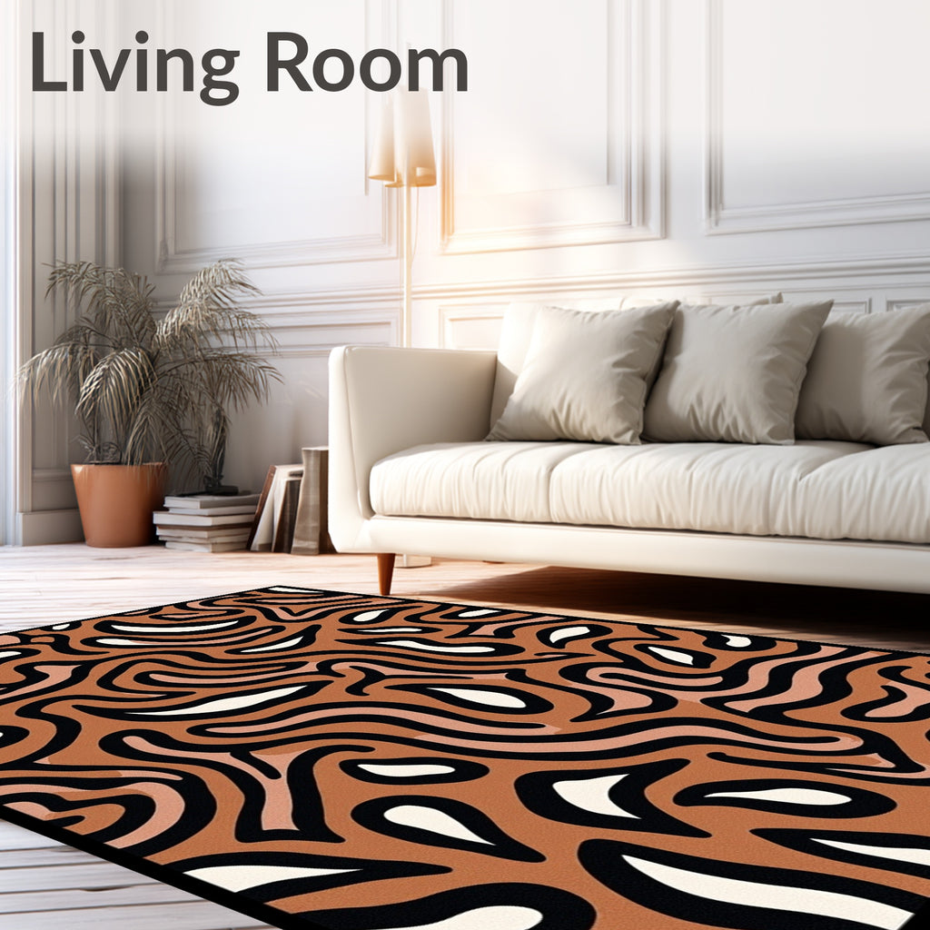 Brown Wavy Abstract Organic Flow Rug