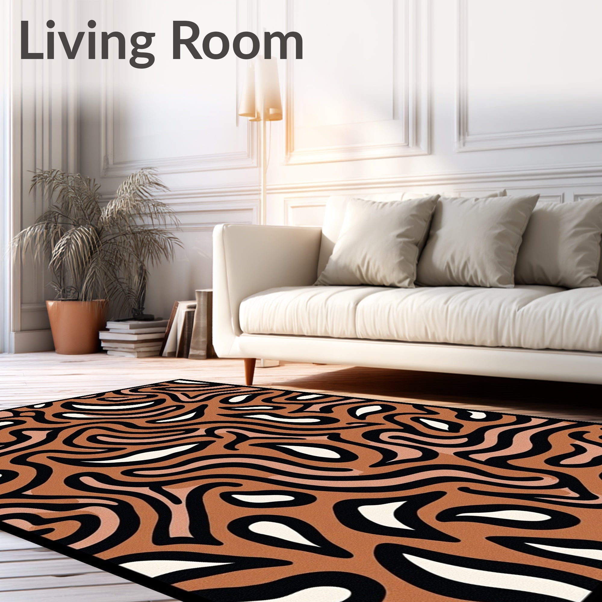 Brown Wavy Abstract Organic Flow Rug