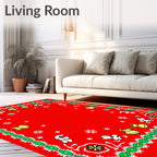 Red Festive Cartoon Holiday Bandana Rug