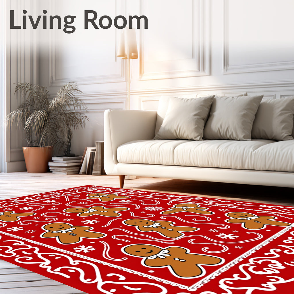 Red Gingerbread Man Holiday Rug