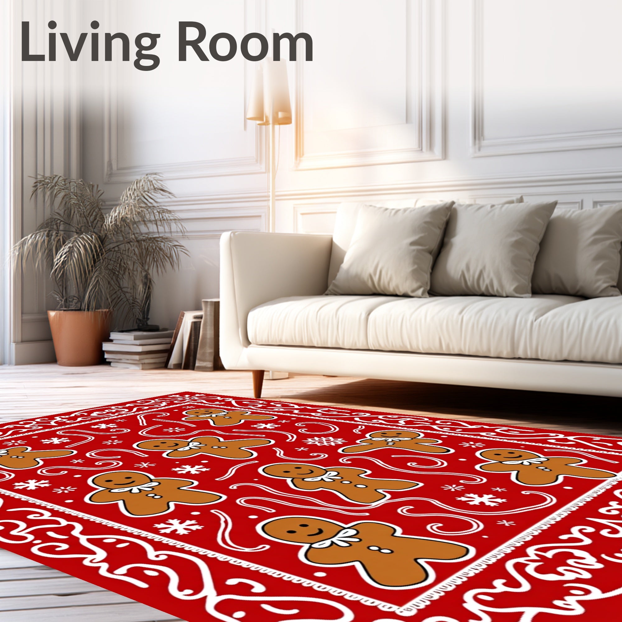 Red Gingerbread Man Holiday Rug