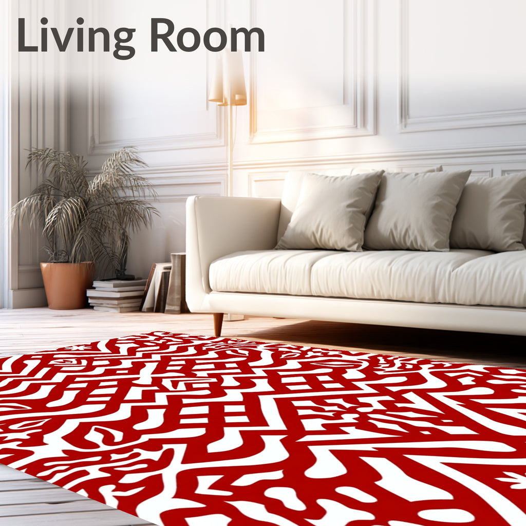 Bold Red Tribal Interlace Rug