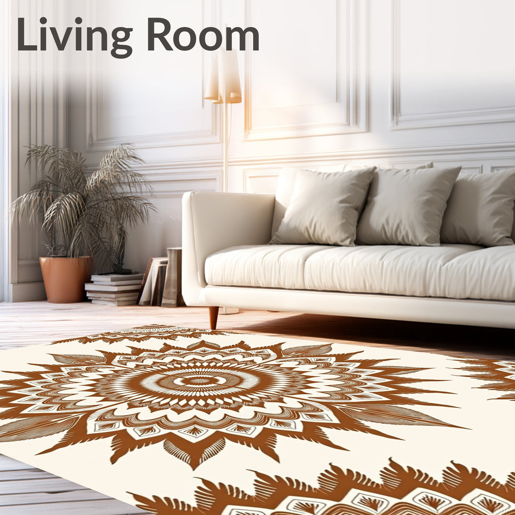 Brown Sunburst Medallion Mandala Rug