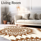 Brown Sunburst Medallion Mandala Rug