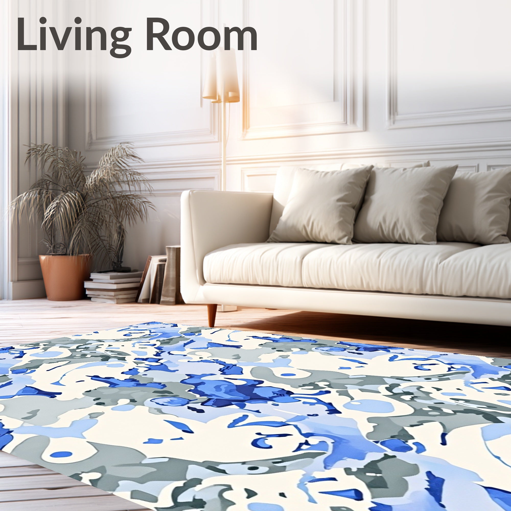 Blue Camo Abstract Flow Rug