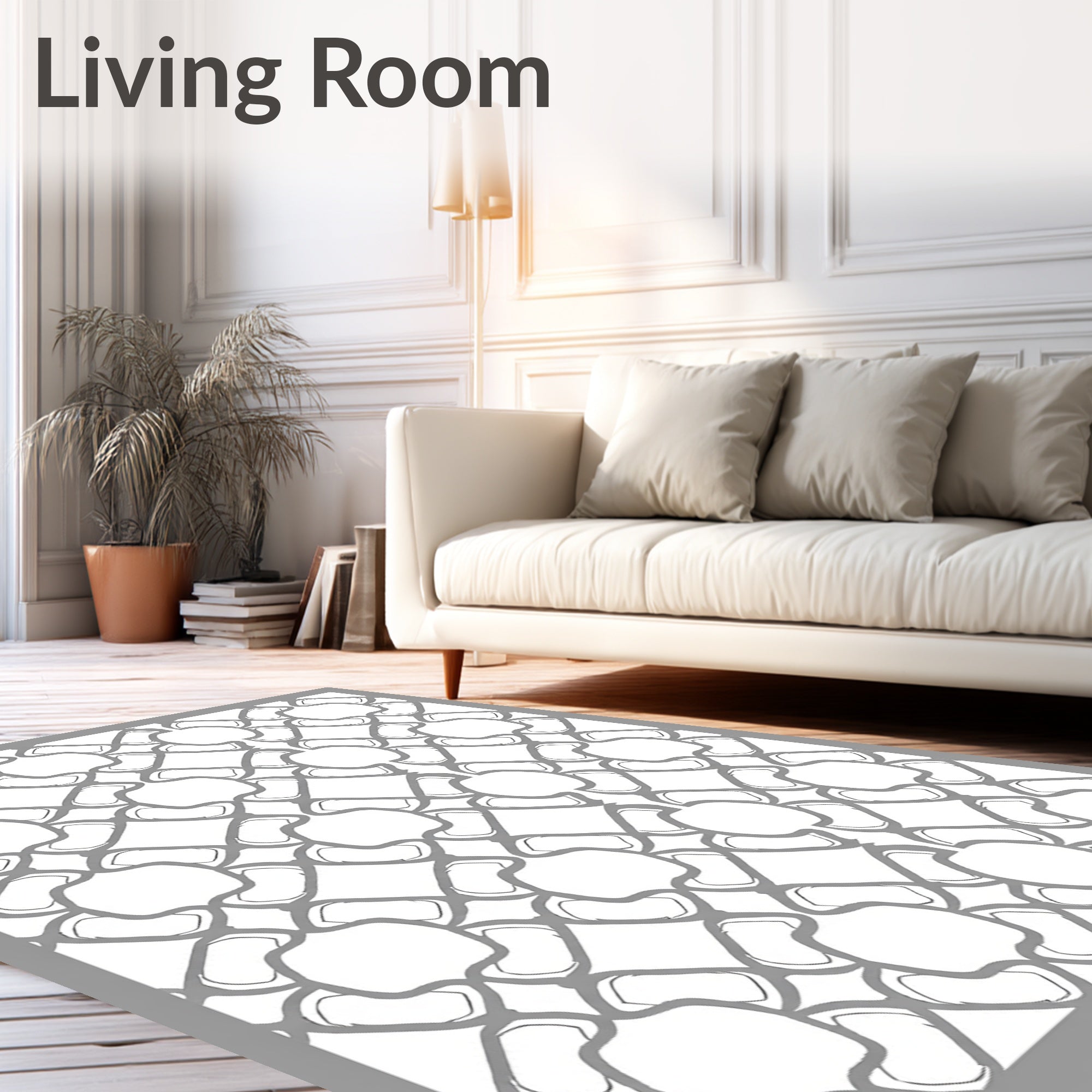 Gray Intertwined Abstract Geometric Rug