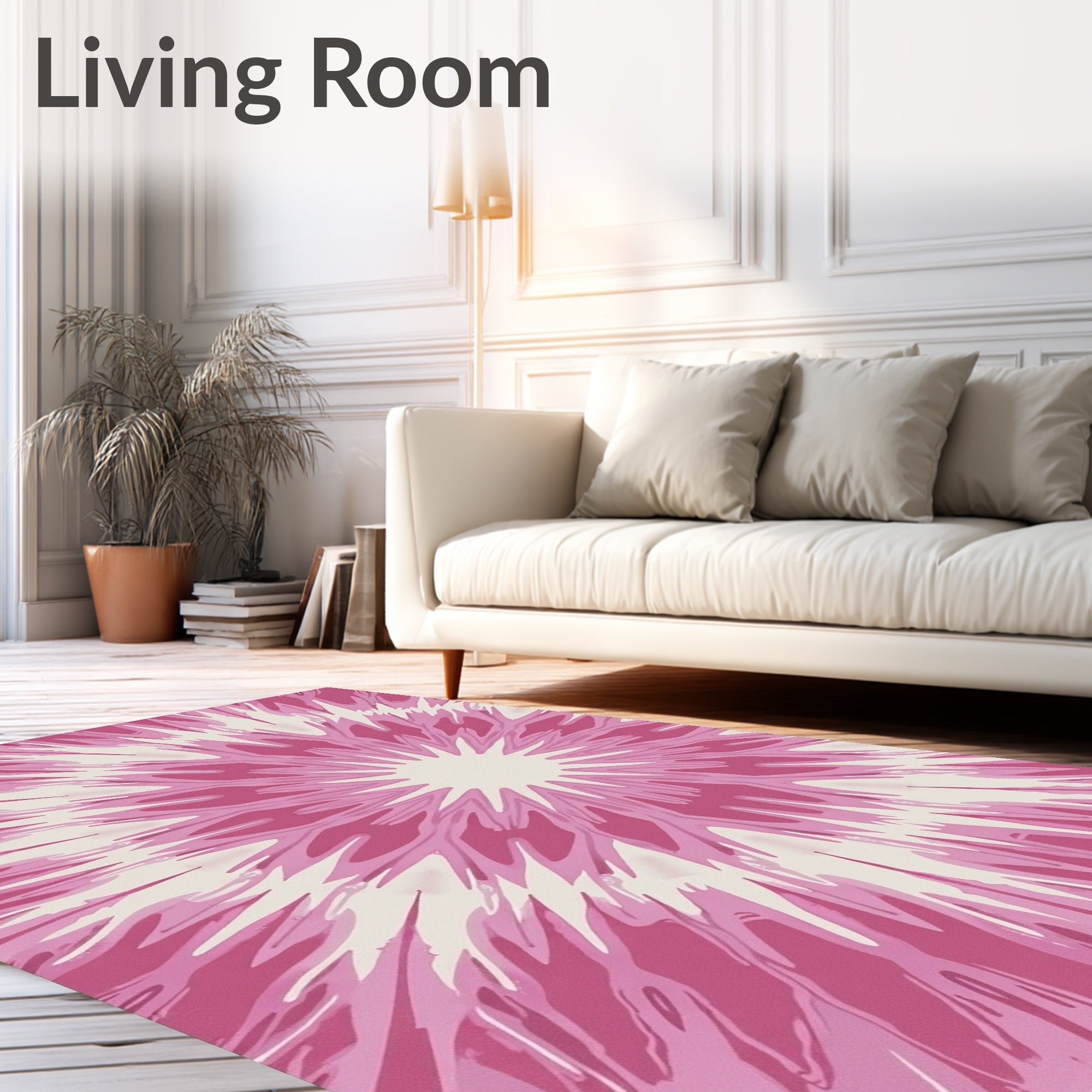 Radiant Pink Burst Medallion Rug