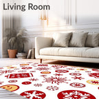 Red Gold Snowflake Mittens Smileys Rug