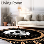 Black Grunge Skull Sunburst Rug