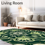 Art Nouveau Green Floral Sunburst Manor Rug