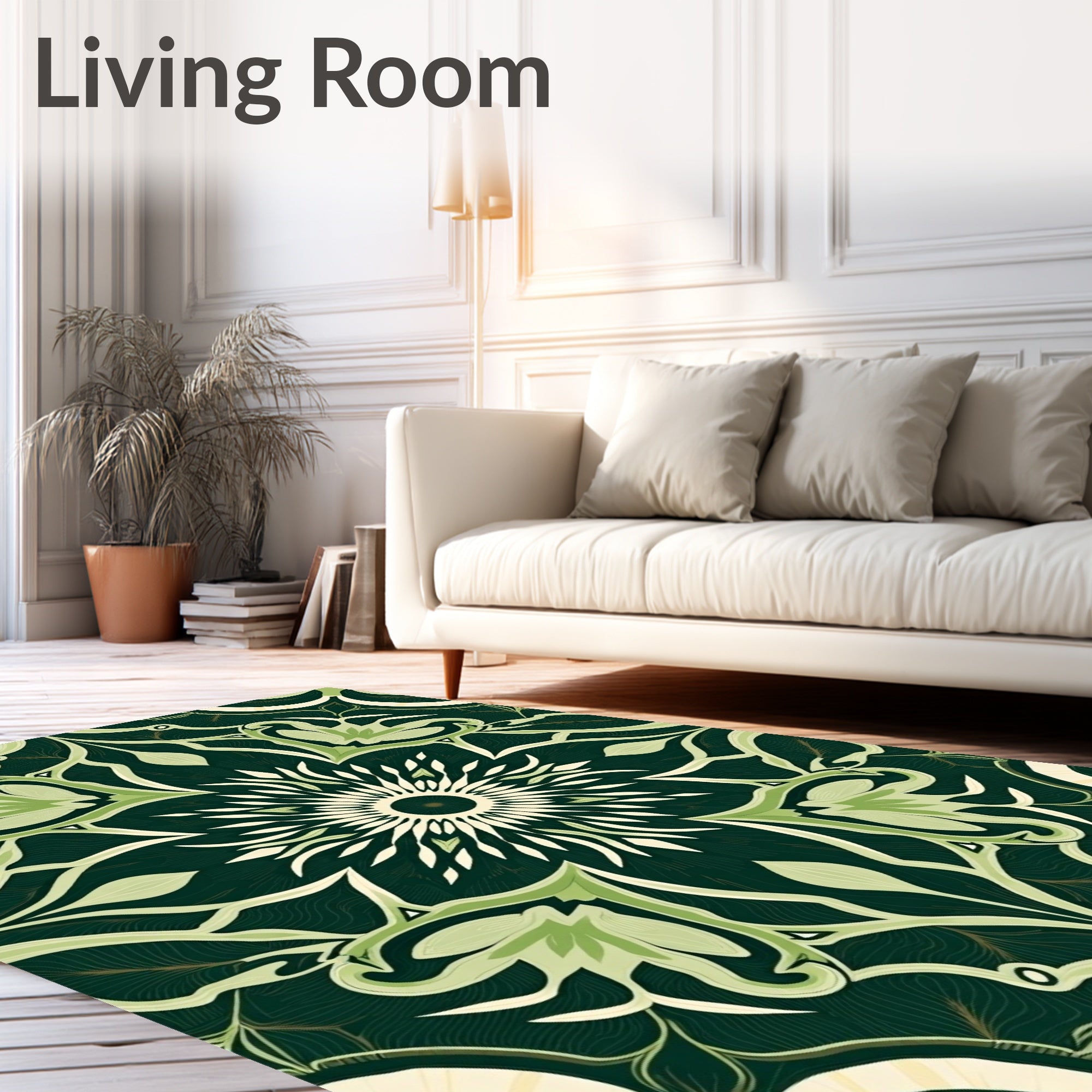 Art Nouveau Green Floral Sunburst Manor Rug