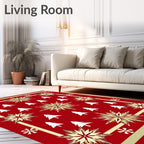 Red and Gold Snowflake Tree Medallion Rug