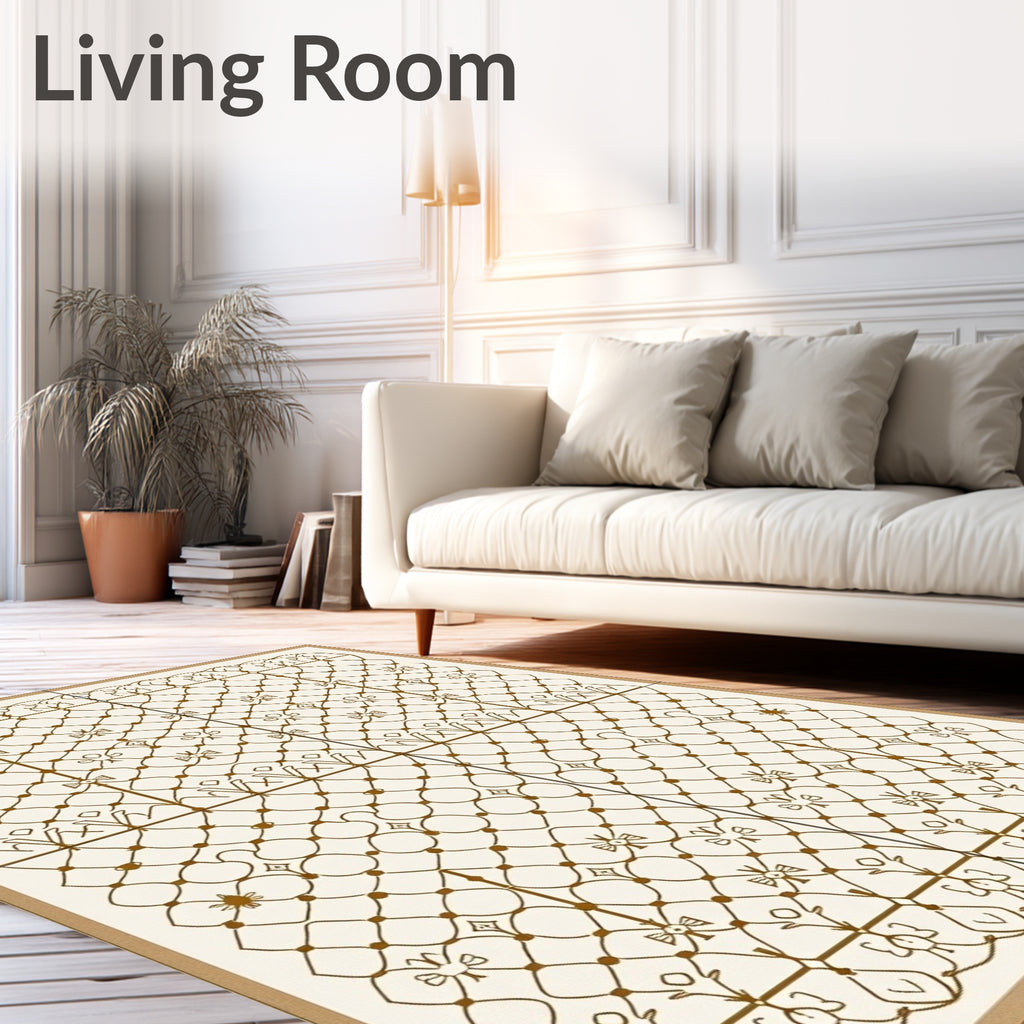 Brown Lattice Floral Detail Rug