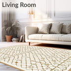 Brown Lattice Floral Detail Rug