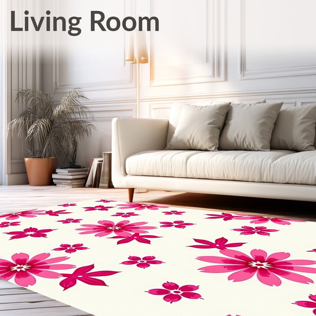 Pink Floral Botanical Repeat Rug