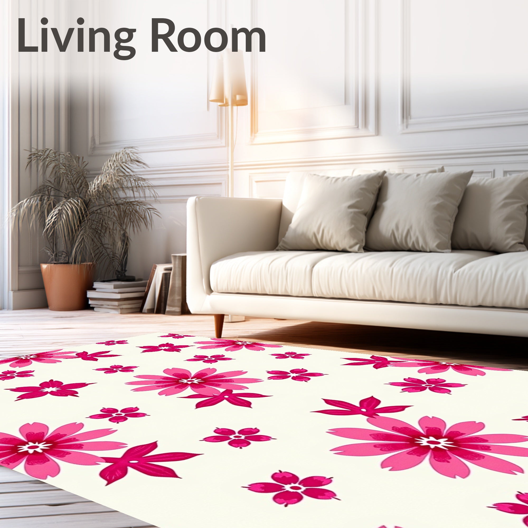 Pink Floral Botanical Repeat Rug