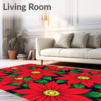 Bold Red Floral Blossom Abundance Rug