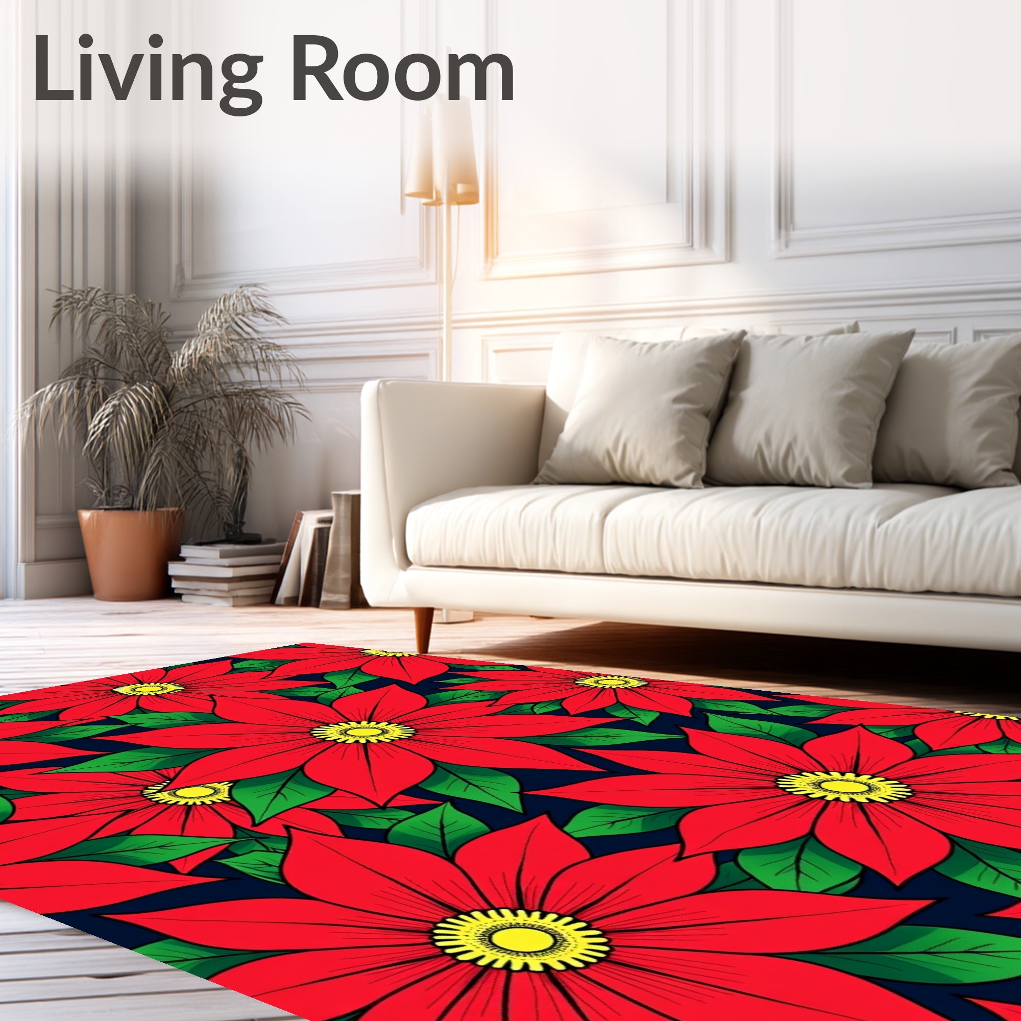 Bold Red Floral Blossom Abundance Rug