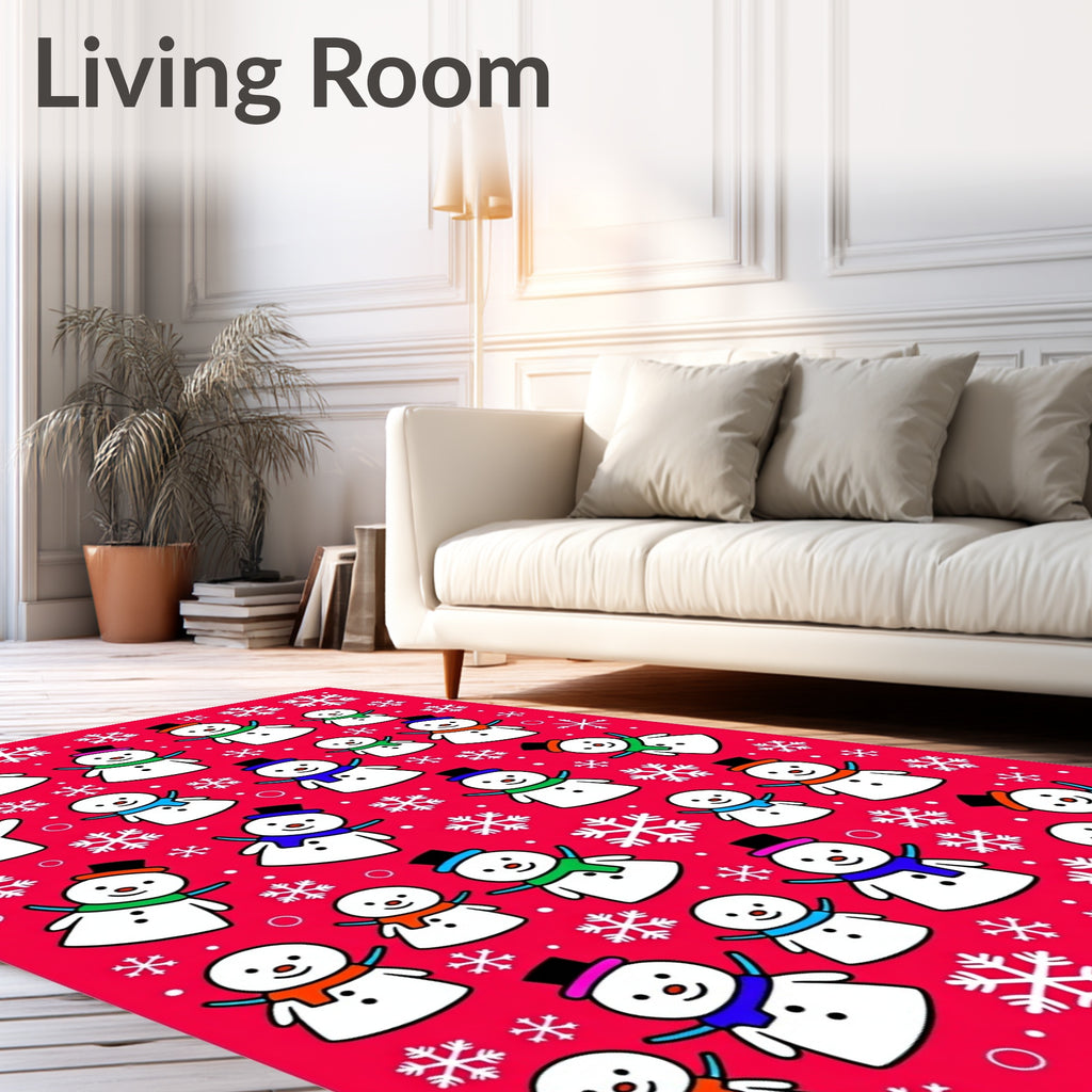 Festive Snowman Friends Snowflake Rug