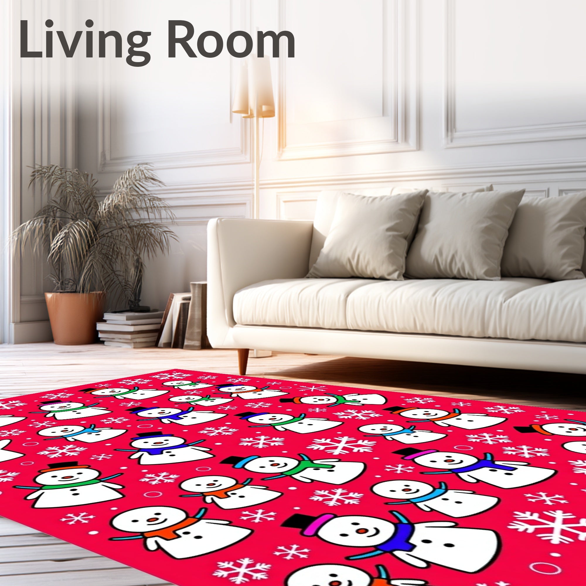 Festive Snowman Friends Snowflake Rug