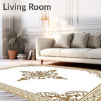 Golden Filigree Floral Medallion Rug