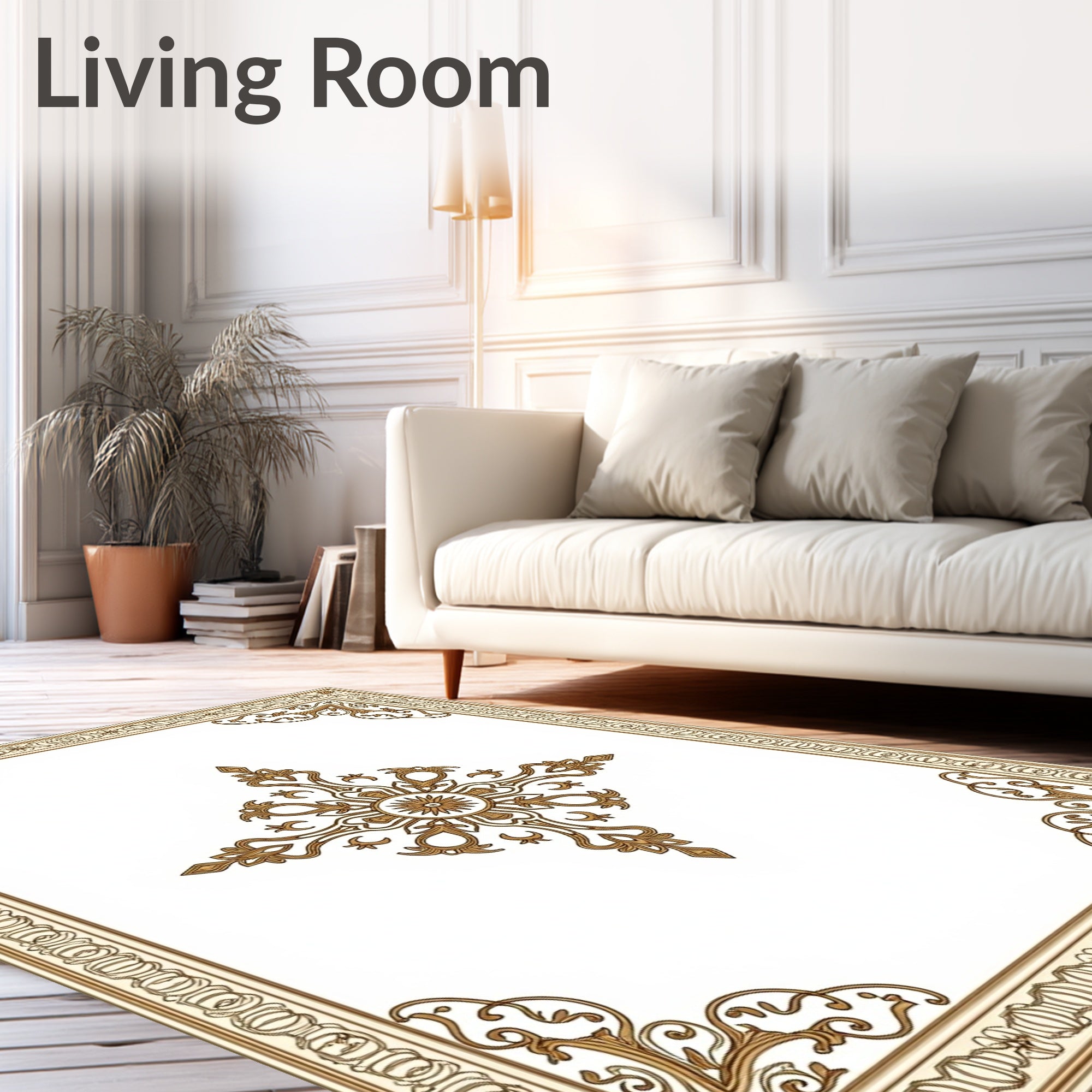 Golden Filigree Floral Medallion Rug