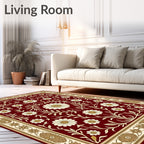 Rich Burgundy Daisy Vine Border Rug