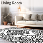 Monochromatic Central Medallion Floral Border Rug