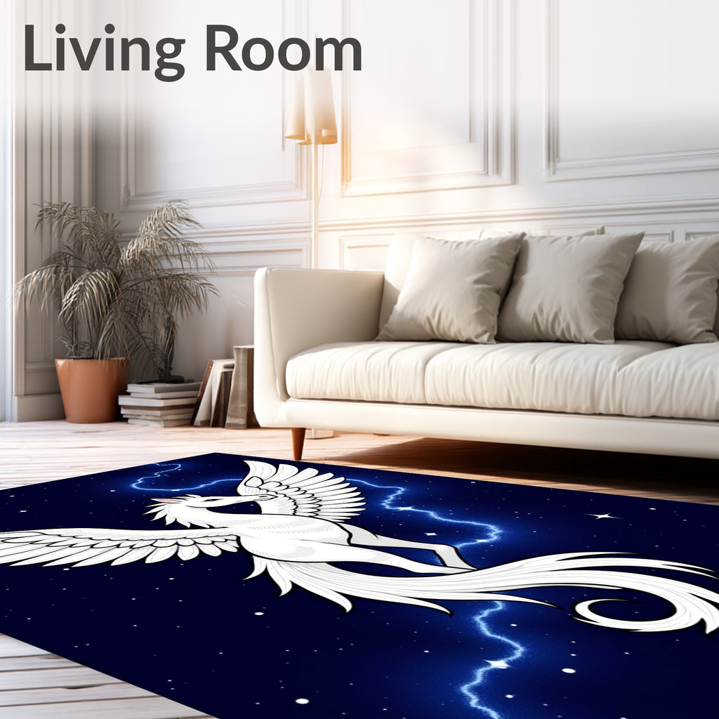 White Pegasus Lightning Cosmic Night Rug
