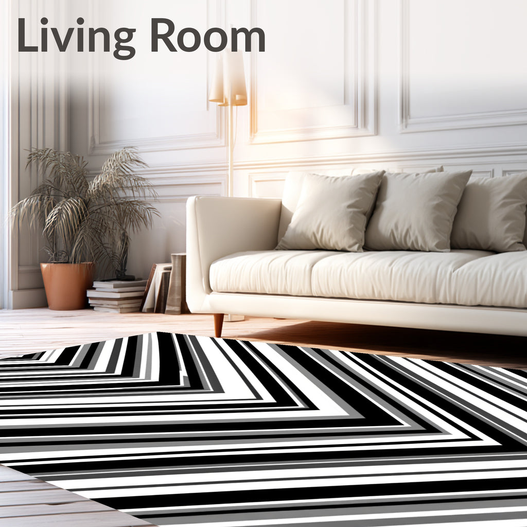 Arrow Chevron Black White Gray Stripe Rug