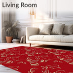 Crimson Whimsical Bell Swirls Rug