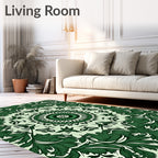 Emerald Green Floral Medallion Symmetry Rug