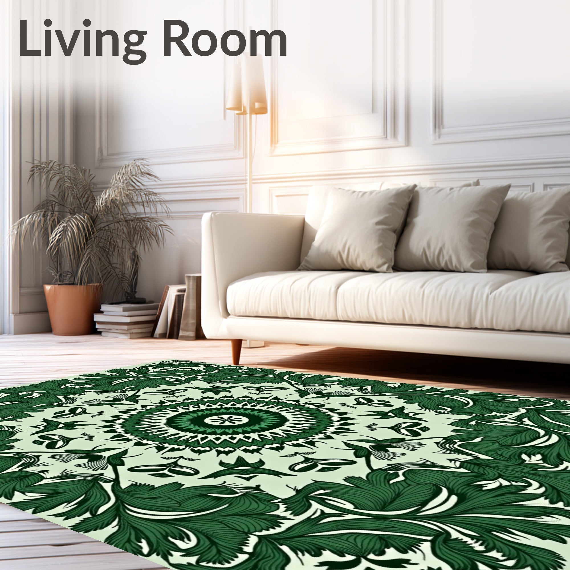Emerald Green Floral Medallion Symmetry Rug
