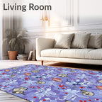 Whimsical Blue Butterfly Berry Branch Rug