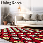 Crimson Red Ornate Paisley Motif Rug