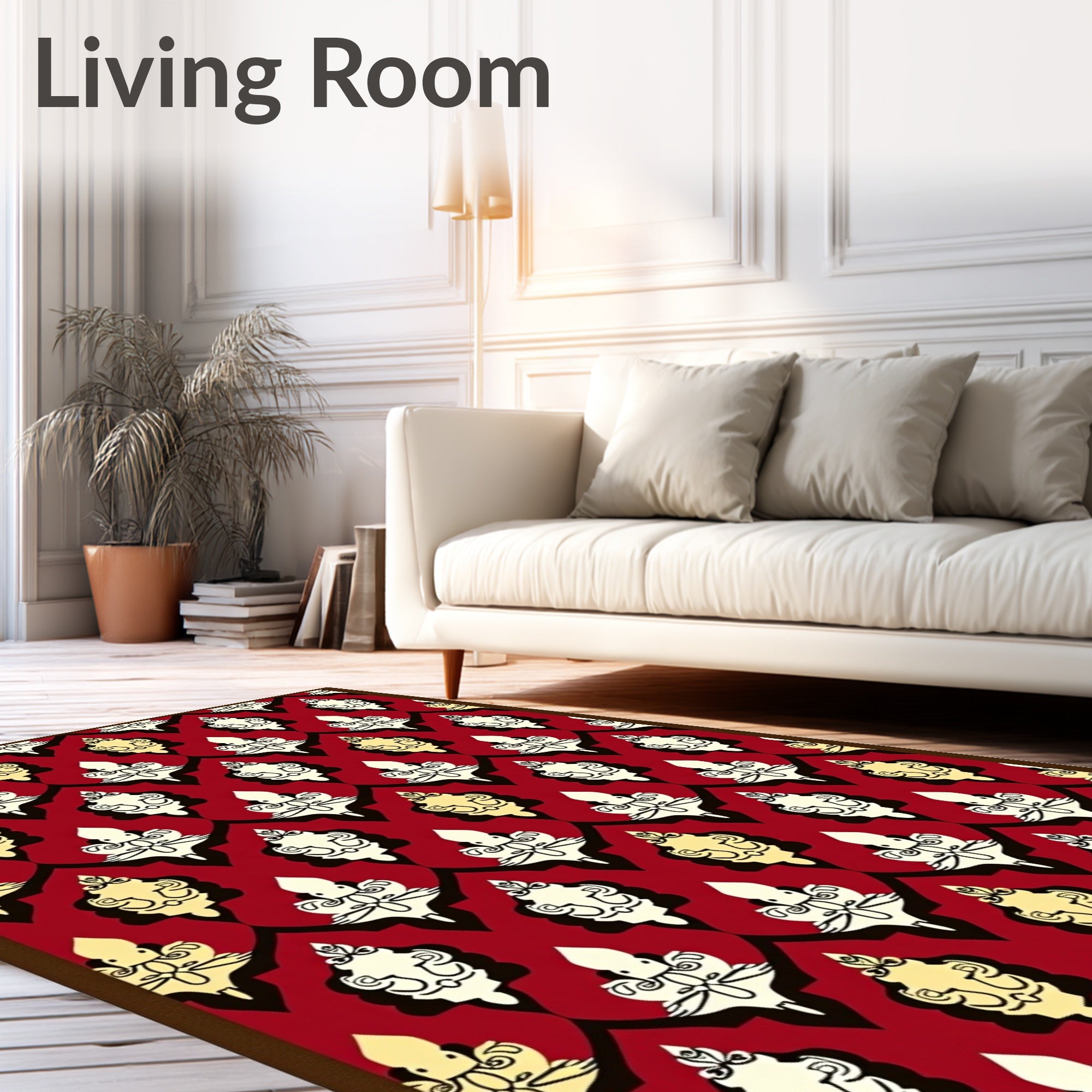 Crimson Red Ornate Paisley Motif Rug