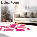 Pink Rose Floral Heart Rug