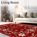 Crimson Floral Sunburst Medallion Rug