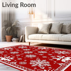 Crimson Snowflake Collage Bandana Rug