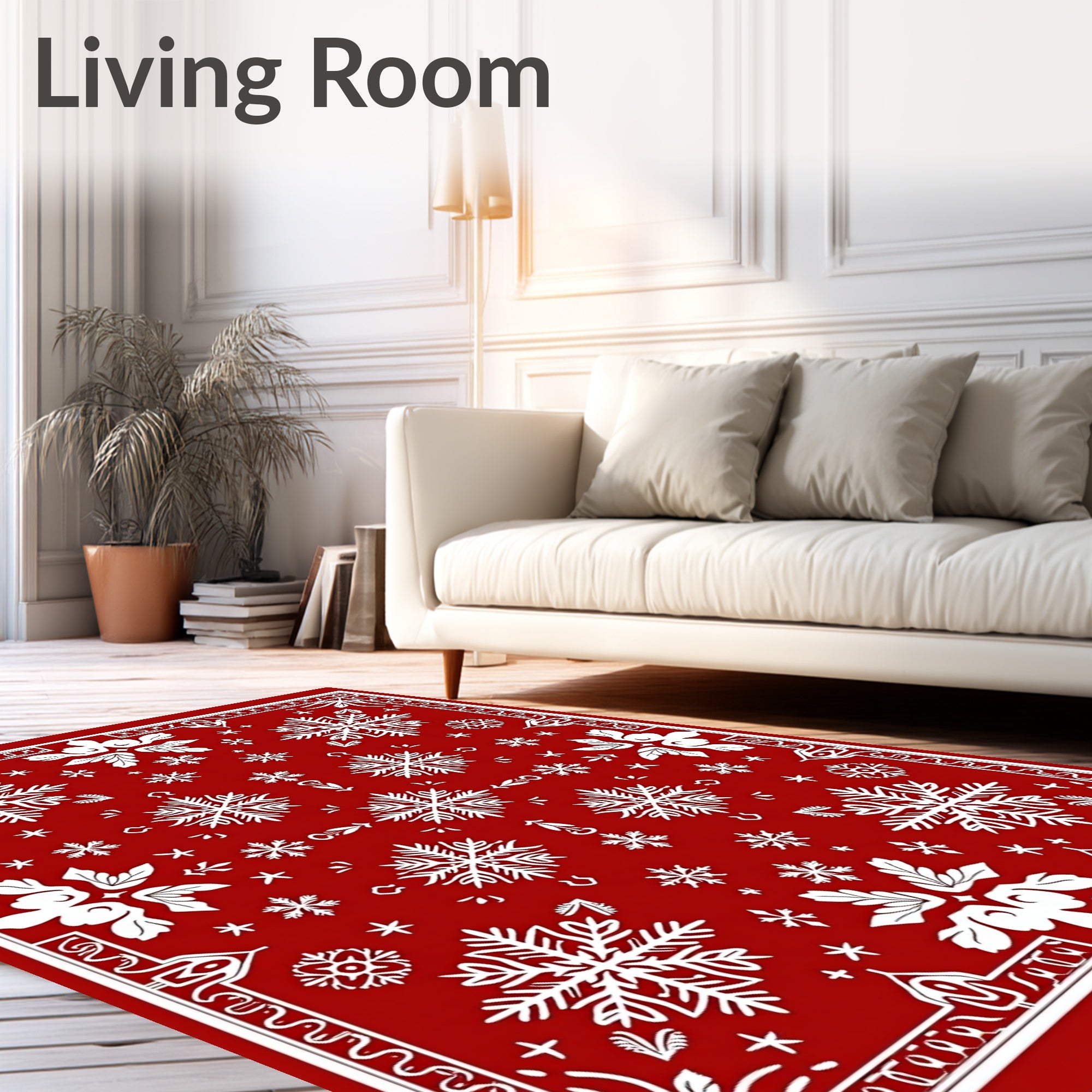Crimson Snowflake Collage Bandana Rug